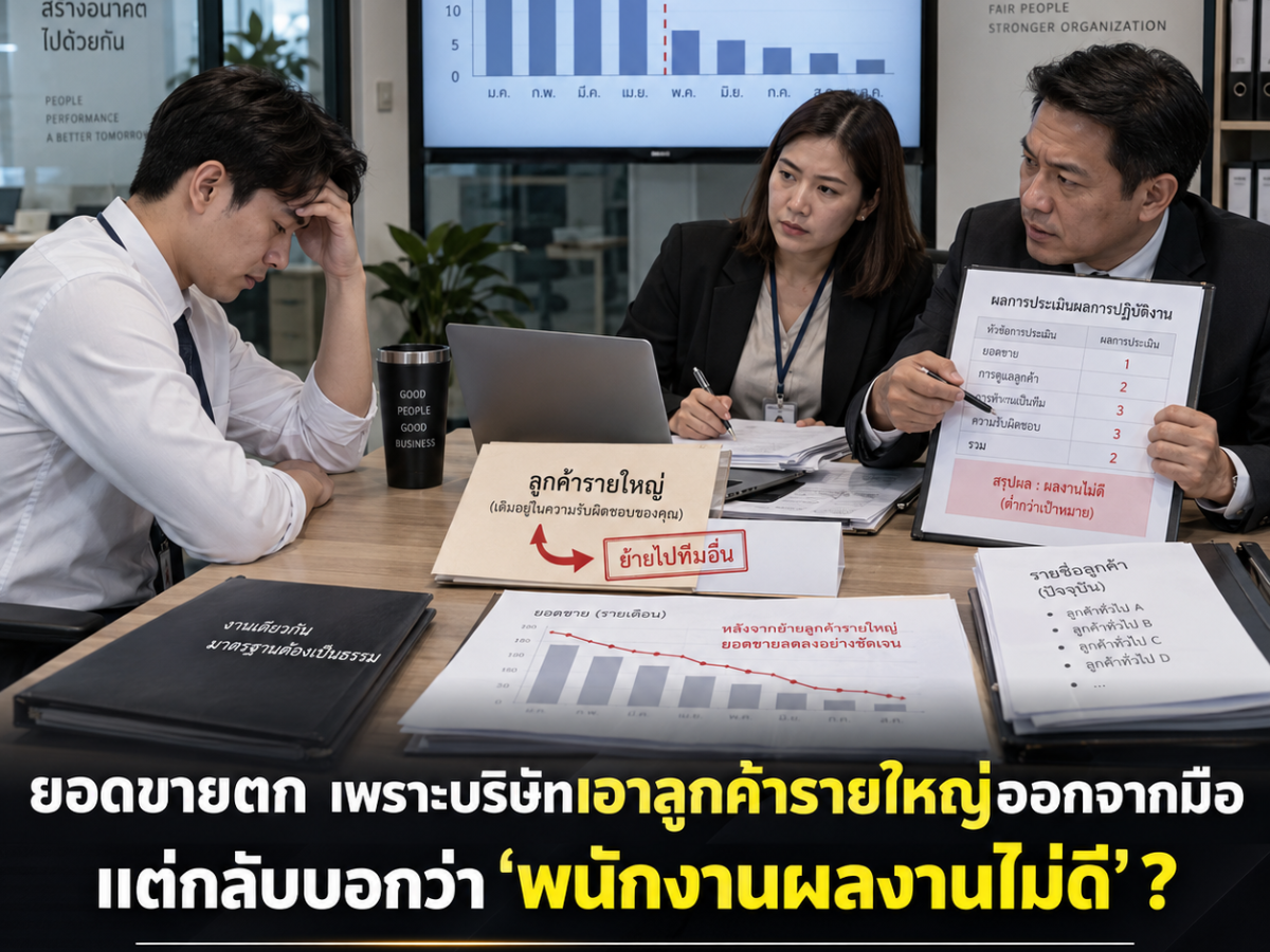 ยอดขายตกเพราะบริษัทเอาลูกค้ารายใหญ่ออกจากมือ แล้วกลับบอกว่าพนักงานผลงานไม่ดี