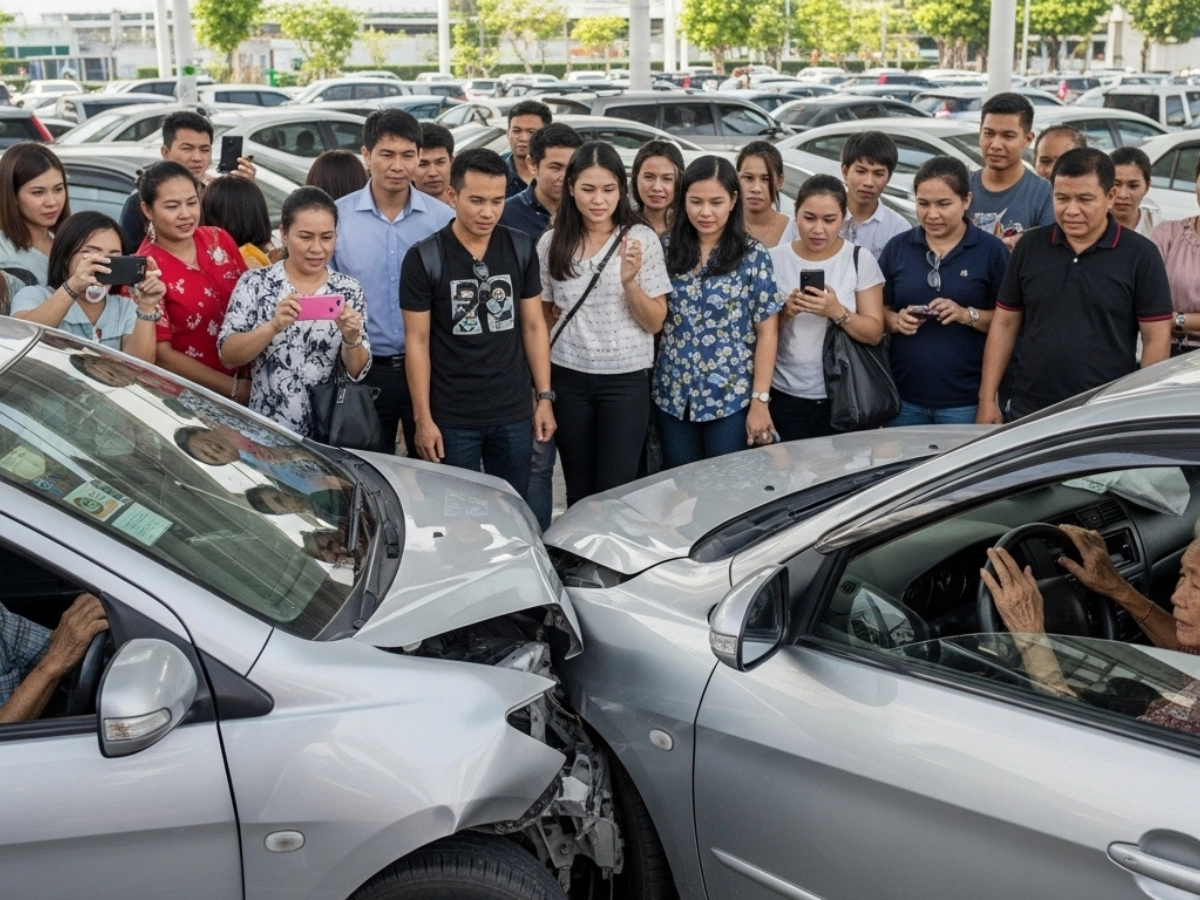 รถชนในห้าง! ตำรวจไม่มา? 🛑 ทำอย่างไรให้ได้ใบแจ้งความเพื่อเคลมประกันและเอาผิดคู่กรณี